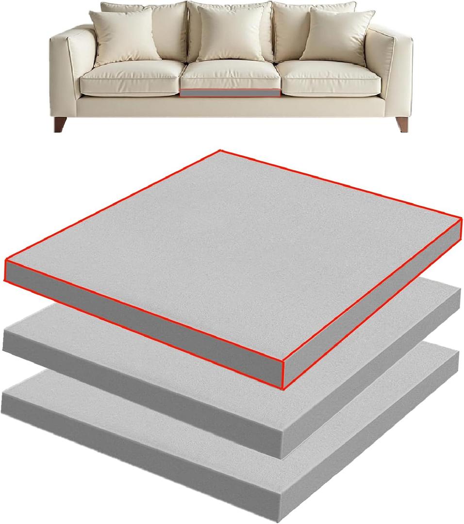 24" X 24" Couch Cushion Support for Sagging Seat, 40D High Density Foam Sofa Cushion Support, 3 Pcs Sag Repair Pad, Furniture Seat Under Cushions Supporter