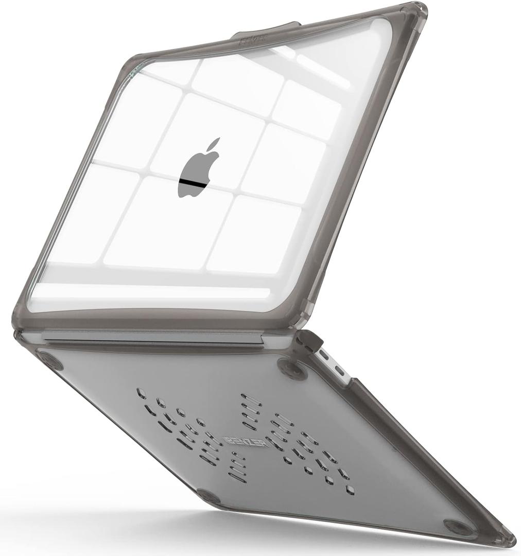 IBENZER Hexpact Compatible with MacBook Air 13 Inch Case 2022 2021 2020 M1 A2337 A2179 A1932, Heavy Duty Protective Case with Screen Lock for Mac Air 13 with Touch ID, Gray, AT13-GY