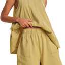 Majdan Womens 2 Piece Outfits Summer Shorts Set Sleeveless Tank Top and Shorts Matching Set with Pockets (X-Small, Yellow)