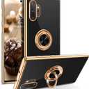 DUEDUE for Samsung Galaxy Note 10 Plus Case with Ring Holder Kickstand 360 Degree Rotation Magnetic Car Finger Slim Cover Shockproof Protective Phone Case for Samsung Note 10 Plus 5G/4G, Black