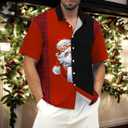 Deer Lady Mens Christmas Shirts Short Sleeve Button Down Shirts Funny Xmas Santa Hawaiian Shirt (XXL)