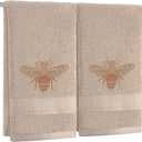 2 Pcs Bee Hand Towels Brown Bathroom Decor 14x29 Inch Embroidered 100% Cotton Soft Absorbent Spring Summer Decorative Hand Towels for Bathroom Kitchen