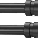 2 Pack Single Curtain Rods, 1Inch Diameter Telescoping Drapery Window Curtain Rod 28-48Inch(2.3-4ft) Rod Length, Matte Black