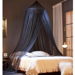 Mengersi Bed Canopy Mosquito Net for Bed, Canopy Bed Curtains, Dome Mosquito Netting Bed Tent, Indoor Outdoor, Black, Full Size