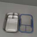 Stainless Steel Bento Lunch Box, 3 Compartments, Blue, Size: 1.3 L / 44fl oz