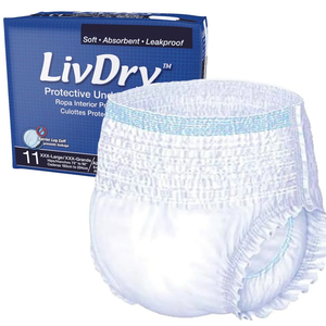LivDry Adult Incontinence Underwear, Extra Absorbency with Overnight Comfort Bundle - XXX-Large, Bag (4 Packs)