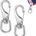2 Pcs Flag Clips for Flagpole Rope,3.5 Inch Stainless Steel Flag Hooks for Flag Pole, Heavy Duty Swivel Snap Hooks for Flagpole, Dog Leash,Boat Rope,Swings