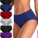 ASIMOON Tummy Control High Waisted Underwear for Women Cotton Plus Size Full Coverage Panties Ladies Briefs (Large, Low Rise-6 Pack)