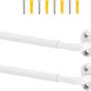TYRON 2 Pack Screwed Sash Curtain Rod Adjustable 18-30 Inch, 3/8 In. Diameter, French Door Curtain Rods (White)
