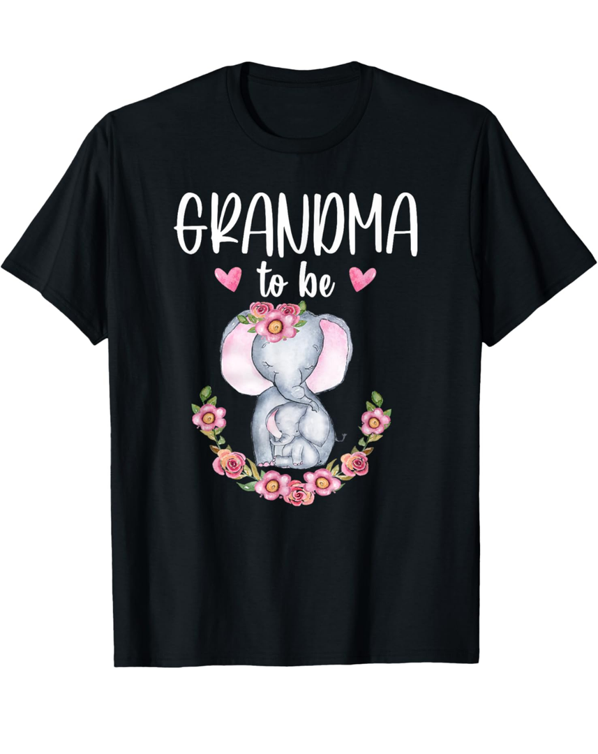 Grandma To Be Elephant Baby Shower Floral T-Shirt 2XL