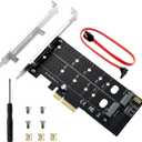 ELUTENG Dual M.2 PCIE Adapter NVME/NGFF to PCIE X4 Expansion Card 32Gbps PCIE NVME SSD Adapter Compatible with B-Key/M-Key/B&M Key for 2230 2242 2260 2280 22110 SSD