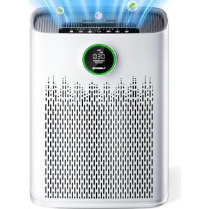 Air Purifiers for Home Large Room, Cover Up to 2400 Ft with True HEPA Filter, Smart Mode, PM2.5 Air Quality Display, 22dB Sleep Mode, Aromatherapy with 2X-Purification & 360Air Outlet, HAP603, White