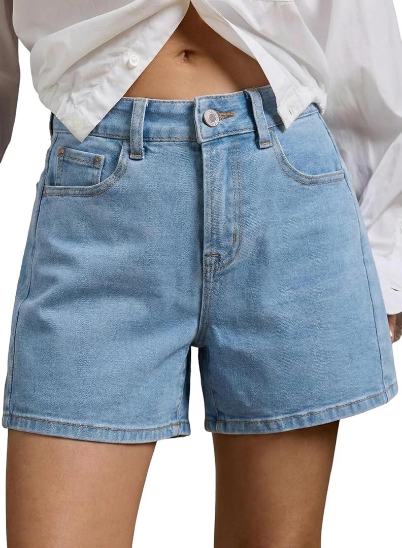 Sidefeel Women's Jean Shorts High Waisted Stretchy Casual Side Seam Denim Shorts