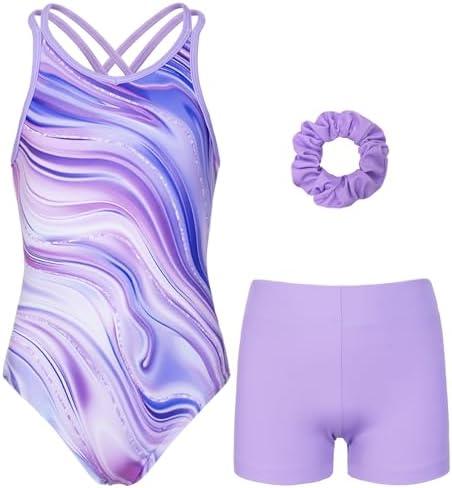 JOYSTREAM Gymnastics Leotards for Girls With Polyamide Shorts Sparkly Ballet Dance Activewear 6-7 years size M
