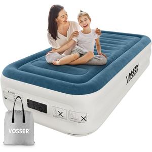 Twin Air Mattress with Built-in Pump,Fast & Easy Inflation/Deflation Inflatable Mattress, Foldable Blow Up Mattress with Storage Bag, Inflatable Bed for Home, Camping & Guests