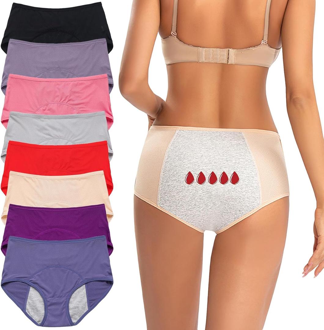 ZJHTK Incontinence Underwear for Women, Mesh Panties for Women Over 60, Plus Size Incontinence Briefs Washable (8 X-Large, Multi Colored)