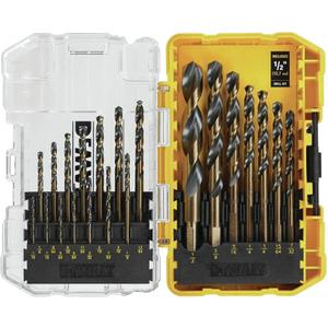DEWALT Drill Bit Set, 21-Piece, 135 Degree Split Point, 31 Degree Helix, Black Oxide Coated, For Plastic, Wood and Metal (DWA1181) (One Size)