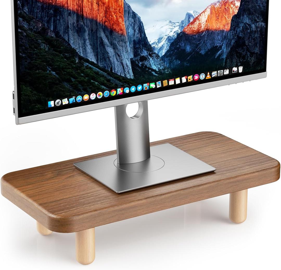 NestNeat Monitor Stand Riser, 16Inch Wood Desk Organizer with Monitor Stand & Storage Computer Monitor and Laptop Riser Multifunctional Laptop Stand Desk Organizer for Office Home Screen/ Laptop Walnut