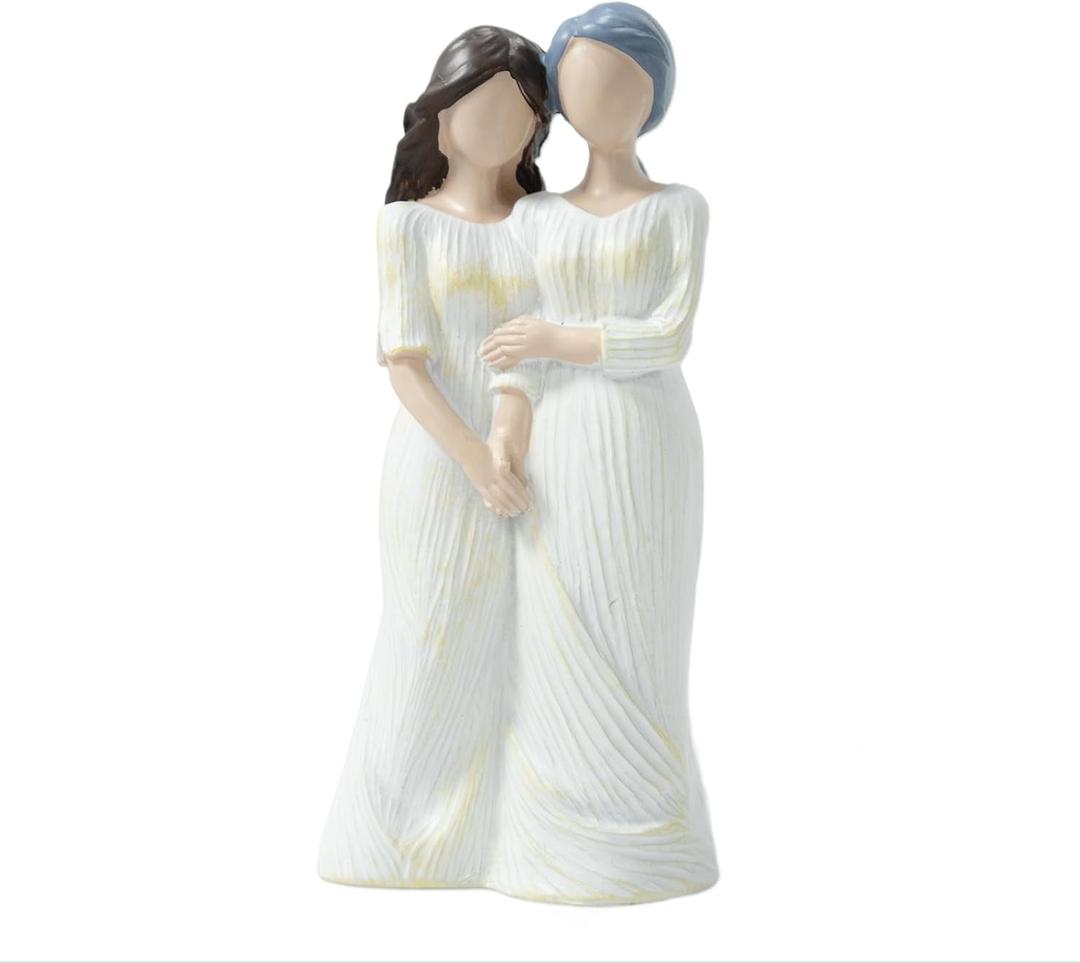 Meicyan Gifts for mom Birthday, Mother Daughter Figurine with Hand-Carved, Gifts for mom from Daughter, Retirement Gifts, Mother of The Bride Gifts, Memorial Gifts, Statues for Home Decor