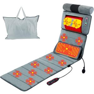 Full Body Massage Mat with Heat, 10 Motors Vibration Massage Chair Pad with 3 Timer Settings, Multifunctional Full Body Relaxation Seat Back Massager for Bed Sofa Chair