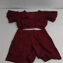 Fooullaide Womens Summer 2 Piece Outfit Set Crop Top Butterfly Sleeve Short Set Sexy Beach Vacation 2pc Sets S Wine Red