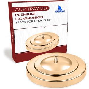(Cup Tray Lid) Gold Premium Communion Trays for Churches | Stainless Steel Communion Ware Set, Supplies | 40 Cup Tray