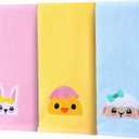 2 x Hahafelt Animal 3 Pcs Cute Hand Towels 100% Cotton 14"x29" Decorative Bathroom Towels Set Embroidered Kitchen Towel