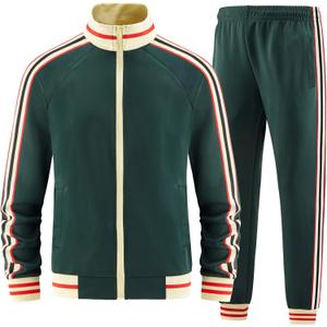 Men Track Suits Sets Long Sleeve Full-zip Sweatsuit Active Jackets and Pants 2 Piece Outfits (X-Large)