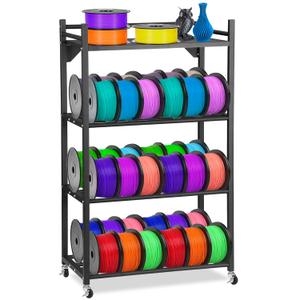 3D Printer Filament Storage Rack, Heavy Duty Wire Spool Rack 4-Tier, 360 Rolling Filament Spool Holder for 3D Printer Accessories
