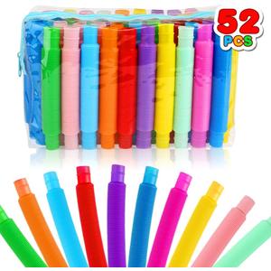 52 Pack Pop Tubes, Sensory Toys Party Favors for Kids 8-12 Fidget Toys for Anxiety Goodie Bag Stuffers Treasure Box Classroom Prizes Gifts for 3 4 5 6 7 8 9 Year Old Boys Girls Toddlers- 10 Colors
