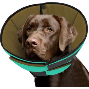 Queenmore Dog Cone, Soft Dog Cones for Large Dogs, Dogs Cone Collar After Surgery for Neutering, Breathable Pet Cone, Adjustable E-Collar Alternative to Stop Licking, Green XL