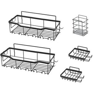 Wrought-Iron Non-Punching Bathroom Shelf, Household Toilet Soap Rack, Toiletries Storage Rack (Set of Five)