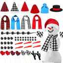 Liitrsh 96 Pcs Snowman Kit Decorating Winter Snowman Building Kits Fun Outdoor DIY Making Craft Snow Toys Accessories for Snow Family Outdoor Play Decoration Gift, 6 Sets (Round Hat)