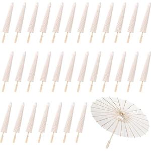 MBJZSL White Paper Umbrellas, 23.6 Inch Paper Parasol Umbrellas Chinese Japanese Style DIY Umbrellas Decorative Vintage Decor for Wedding Props, 45 Pcs