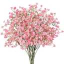 N&T NIETING 6Pcs Babys Breath Artificial Flowers, Real Touch Fake Cherry Blossom Pink Flowers Faux Flowers Bouquets for Vase Home Office Wedding Spring Indoor Outdoor Centerpiece Table Decorations