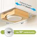 10-inch Paper Plate Dispenser Under Cabinet, Bamboo Paper Plate Holders, Kitchen Counter Vertical Plate Dispensers Holders Countertop Caddy(For 10-inch Plates, Bamboo)