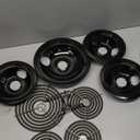 Electric Stove Burner Drip Pans WB31M19(8) WB31M20(6) Electric Stove Top Burner Replacement WB30M1(6") WB30M2(8") Compatible for G-E Hot-point Ken-more General Electric Stove Parts by MIFLUS (Black)