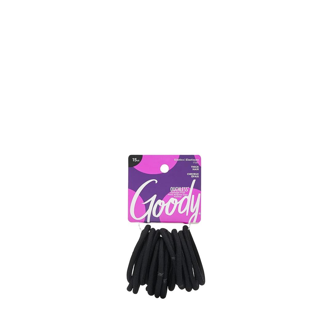 Goody Super Stretch Thick Hair Black Elastics, 15CT
