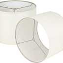 Wellmet Cream White Set of 2 Drum Lampshades, Easy Assembly Required 14" Top x 14" Bottom x 11" High Replacement Lamp Shades, Fabric Lampshades for Table Lamps Floor Lamps, Metal Spider Fitter