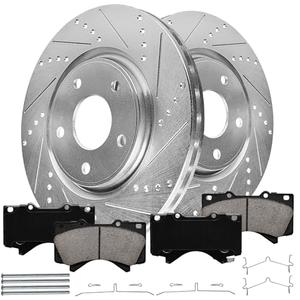 NXTRIP Front Brake Kit Compatible with 2008 2009 2010 2011 2012 2013 2014 2015 2016 2017 2018 2019 2020 2021 Toyota Tundra Sequoia, Brake Pads and Rotors Kit, Brakes Drilled Slotted Front 13.94" Rotor