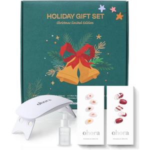 ohora Semi Cured Gel Nail Strips ([2025 Christmas Set] N Jolly Jingles & N Santa Cane) - Works with Any Lamps, Salon-Quality, Long Lasting, Easy to Apply & Remove