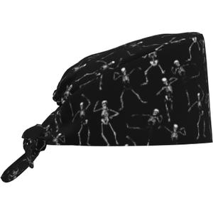Unisex Adjustable Scrub Caps Elastic Surgical Cap for Men Women Nurse Working Cap with Sweatband (Black)