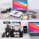 Black Desk Organizers and Accessories 12+1Pcs, Office Supplies for Desk, Pen Organizer with 2 Drawers with Stapler,1000 Staples, Phone Holder, Tape Dispenser, Pen Holder, Sticky Note, Clips, Ruler,Etc