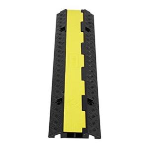 VEVOR 1 PCs 2 Channel Rubber Cable Protector Ramp, 12000 lbs/axle Capacity Heavy Duty Hose Wire Cover Ramp Driveway, Traffic Speed Bump w/Flip-Open Top Cover & 50 ft Warning Tape, for Indoor&Outdoor