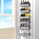 6 Pack Magnetic Spice Rack Organizer for Refrigerator and Oven, Light Gray Fridge Organizers and Storage for Kitchen