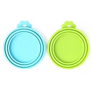 Comtim Pet Food Can Cover Silicone Can Lids for Dog and Cat Food(Universal Size,One fit 3 Standard Size Food Cans),Blue and Green