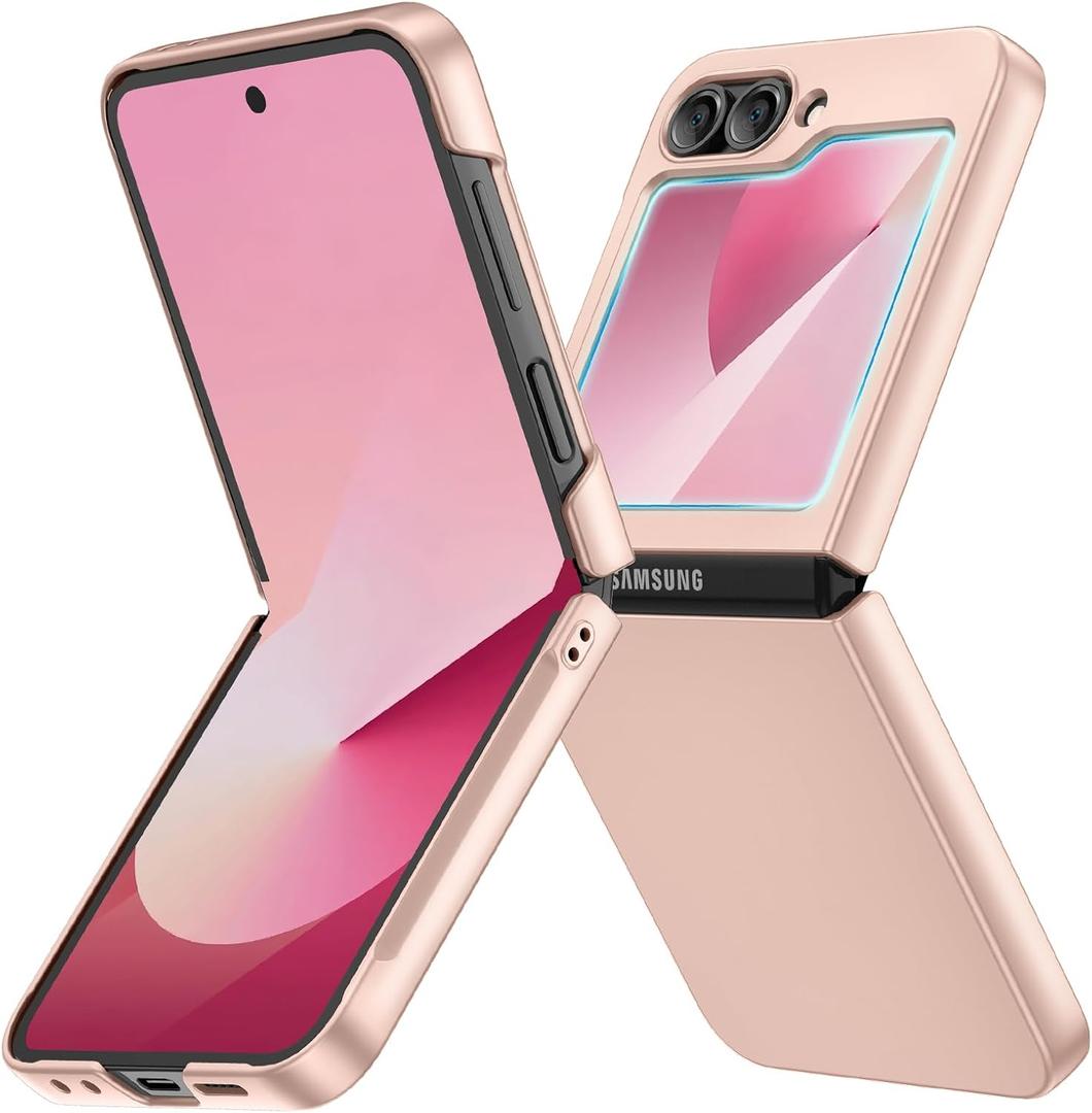 Ruky for Galaxy Z Flip 6 Case, Hard PC Ultra Slim Shockproof Protective Cover, Support Wireless Charging Full Body Drop Protection Case for Samsung Galaxy Z Flip 6,Dark Gold