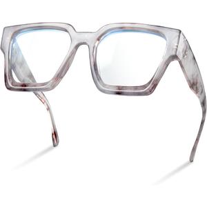 livho Oversized up to 99% Blue Light Blocking Glasses for Woman - Rectangle Fashion Glasses for Computer, Chic Preppy Frame (White Marble)