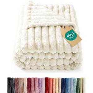 Super Soft Fleece Blanket Throw Size - Fleece Throw Blanket for Bed, Couch & Chair - Cozy, Warm & Breathable - All Season Fuzzy, Cute Decor, Microplush Bedding for Women, Men & Teens - 50x60, Ivory