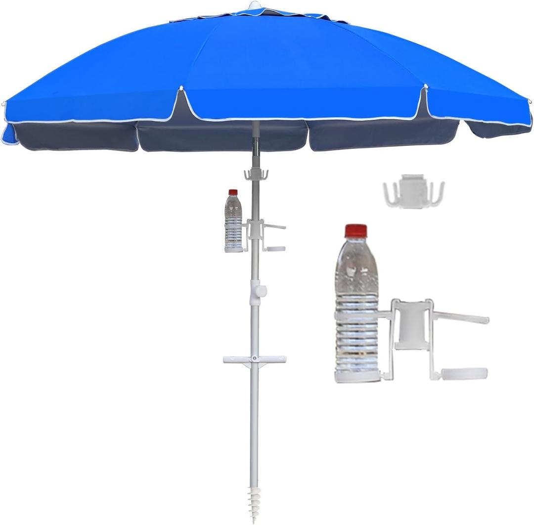 Colorsoul Portable Beach Umbrella with Sand Anchor, Large Beach Umbrellas for Sand Heavy Duty Wind Portable, Push Button Tilt and Air Vent UPF 50+ Protection
